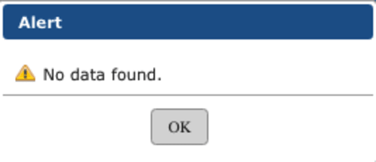 No result alert for business entity name availability search on Indiana.